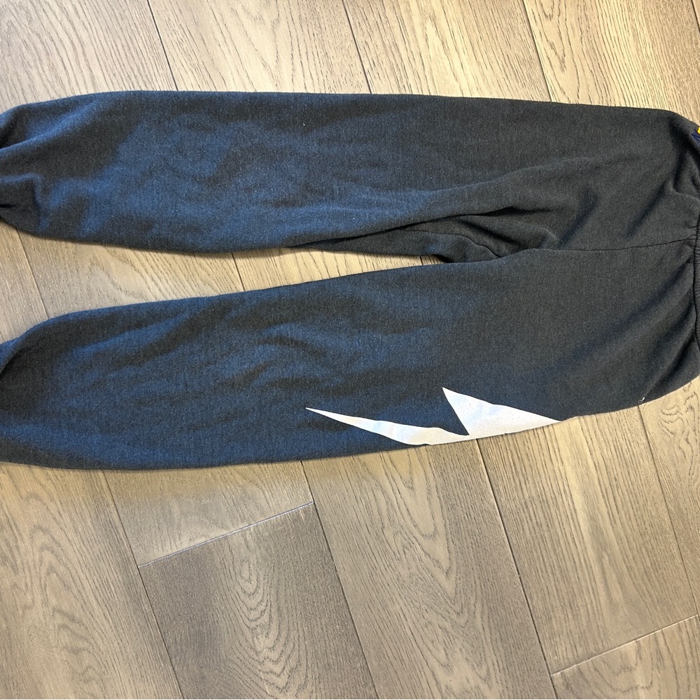 Kids Gray Joggers with White Lightning Bolt - Size 10